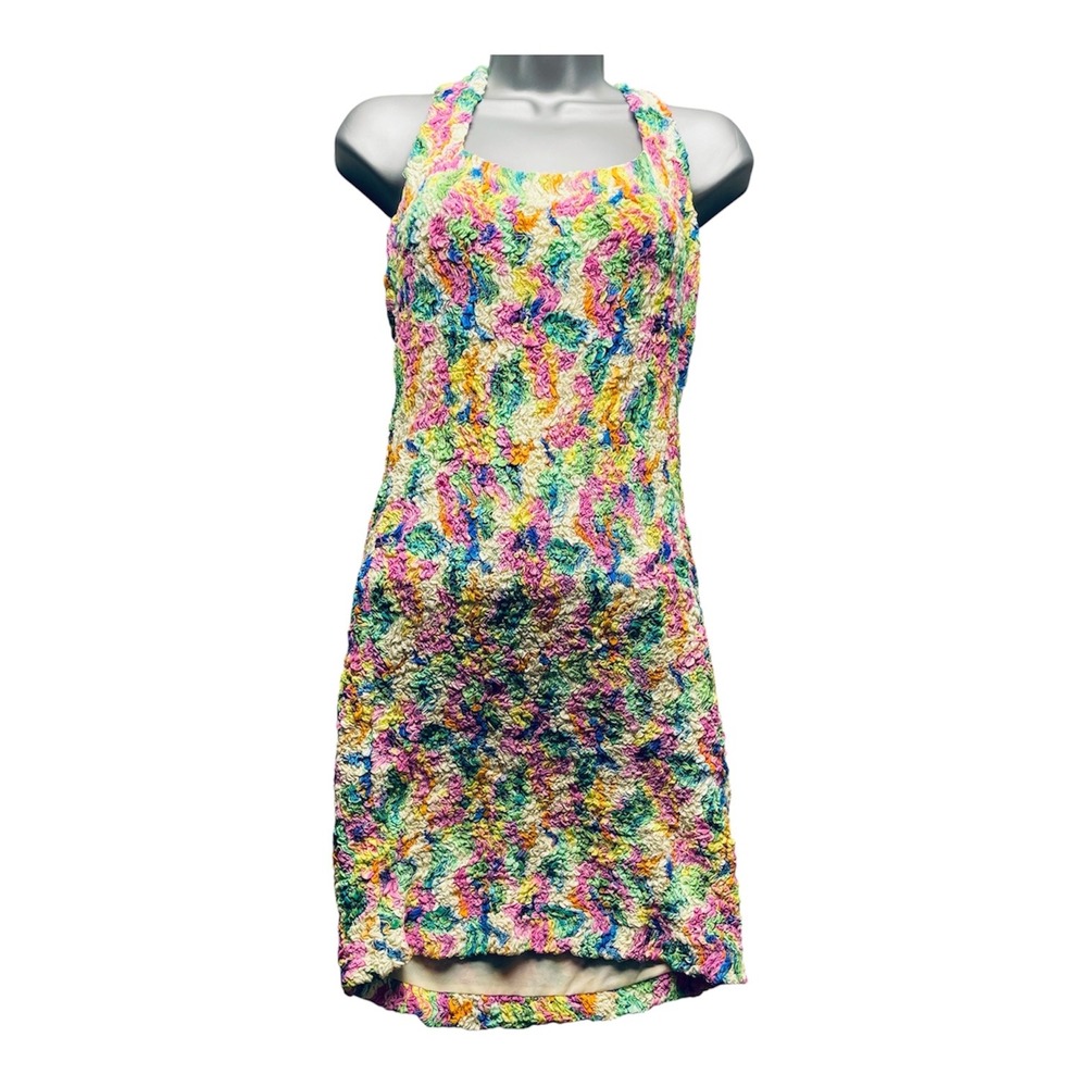 NWT ASTR Women Dolcetto Dress Popcorn Textured Rainbow Bodycon M Artwear